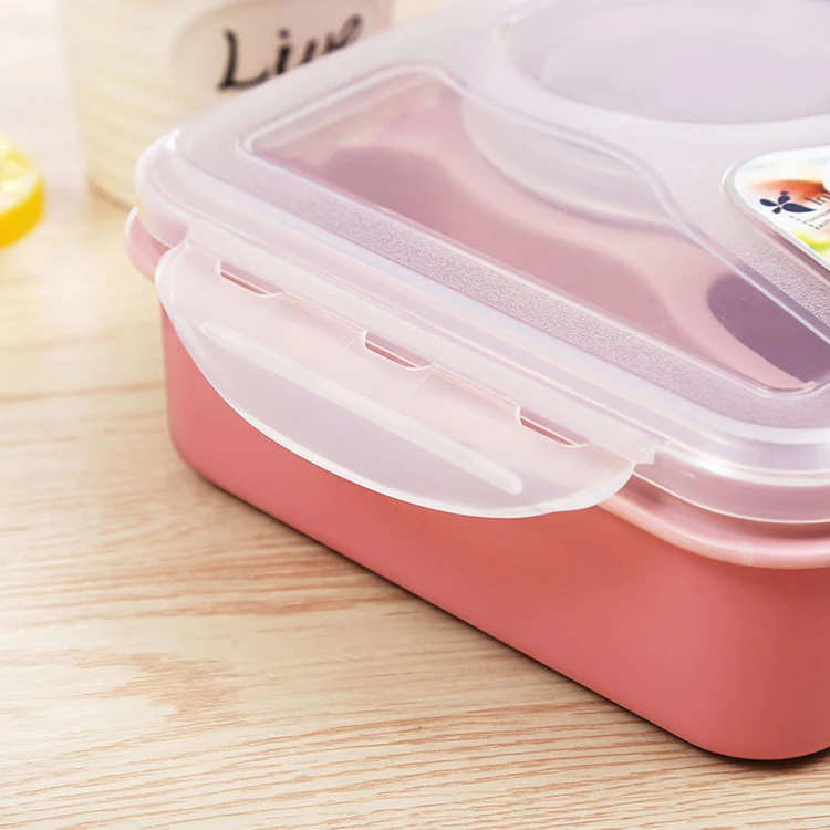 High Quality Plastic Bento Lunch Boxs Students Kids Lunch Boxs with Soup Bowl Portable Food Container Tableware Dinnerware Set (10)