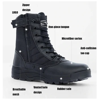 Men Black Tactical Military Army Boots Breathable Leather Mesh High Top Casual Desert Work Shoes Mens SWAT Ankle Combat Boots
Men Black Tactical Military Army Boots Breathable Leather Mesh High Top Casual Desert Work Shoes Mens SWAT Ankle Combat Boots