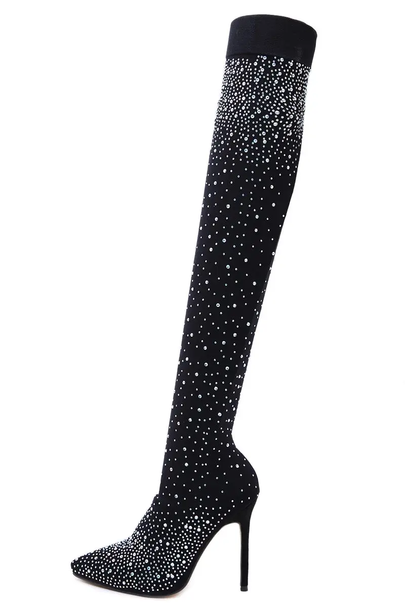 2020 winter long boots pointed toe Crtstal 11cm stilettos high heels Over the knee boots party shoes big size 35-43 black
2020 winter long boots pointed toe Crtstal 11cm stilettos high heels Over the knee boots party shoes big size 35-43 black