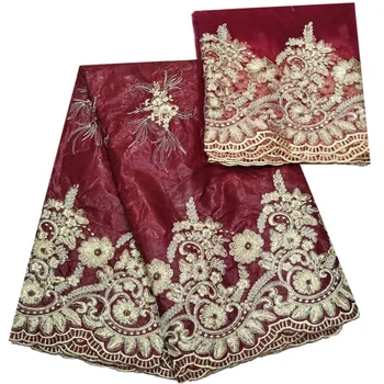 HFX Latest Wine/Gold High Quality Nigeria Dress Lace Fabric 7 Yards African Bridal Lace Bazin Riche Getzner with Blouse L128-5
HFX Latest Wine/Gold High Quality Nigeria Dress Lace Fabric 7 Yards African Bridal Lace Bazin Riche Getzner with Blouse L128-5