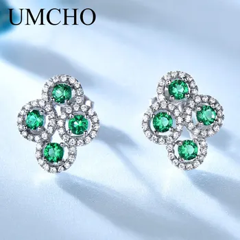 UMCHO 925 Sterling Silver Stud Earrings Created Emerald Sapphire Gemstone Earrings For Women Engagement Wedding Fine Jewelry 
UMCHO 925 Sterling Silver Stud Earrings Created Emerald Sapphire Gemstone Earrings For Women Engagement Wedding Fine Jewelry