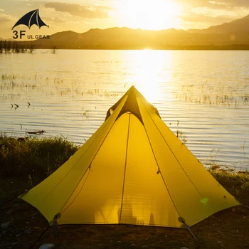 3F UL Gear Cangyuan 3P 2-3Person Pyramid Camping Tent 15D Silnylon Coating 3-Season Seam Sealed No Pole Ultralight Hiking
