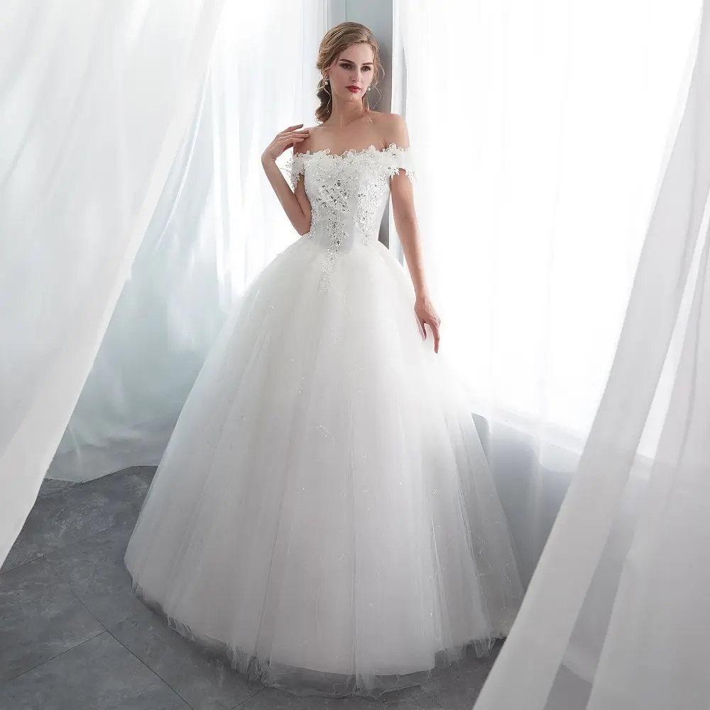 Artificial flower appliques white wedding dresses Boat neck Wedding ball gowns Vestidos de noiva Bridal dresses Beauty
Artificial flower appliques white wedding dresses Boat neck Wedding ball gowns Vestidos de noiva Bridal dresses Beauty