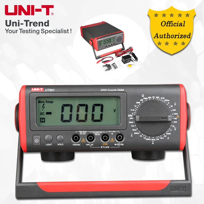 

UNI-T UT801/UT802 Manual Range Benchtop Digital Multimeter; Resistance/Capacitance/Frequency/Temperature Test, LCD Backlight
