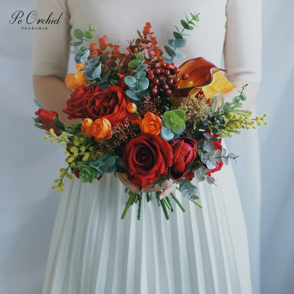 PEORCHID 2019 Red And Orange Bouquet Peonies Roses Real Touch Outdoor Spring Fall Brides Bouquet Wedding Flowers Bridal Boquet
PEORCHID 2019 Red And Orange Bouquet Peonies Roses Real Touch Outdoor Spring Fall Brides Bouquet Wedding Flowers Bridal Boquet
