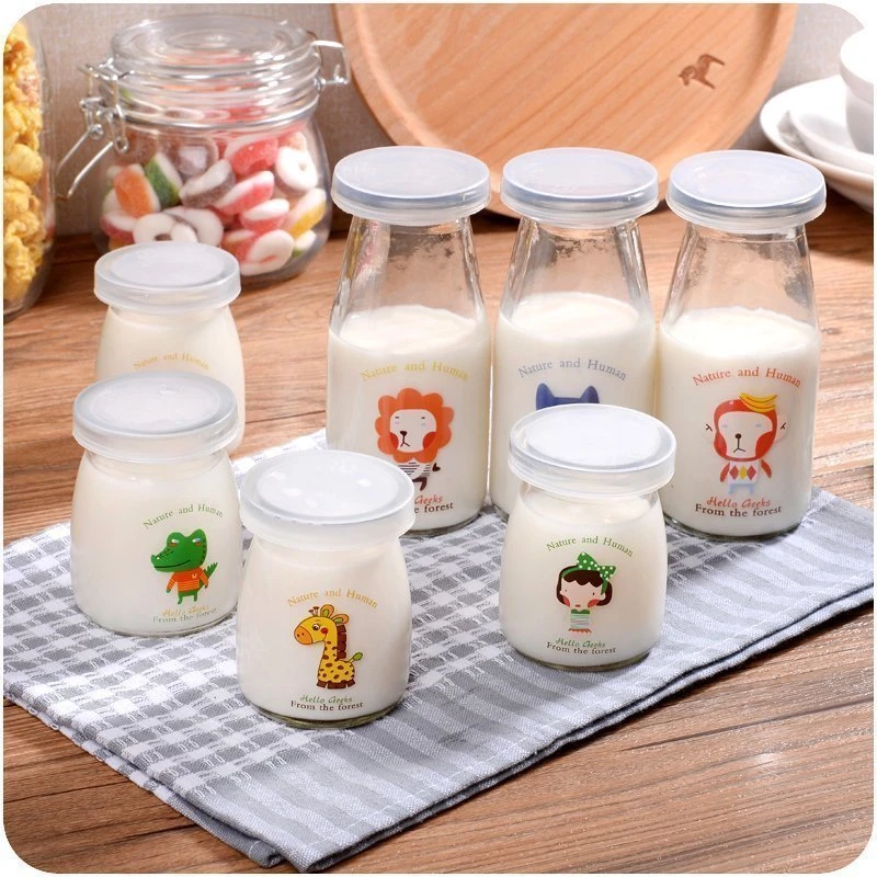 Glass bottle without lead high temperature high temperature lovely glass milk bottle cartoon jelly pudding bottle with ca
Glass bottle without lead high temperature high temperature lovely glass milk bottle cartoon jelly pudding bottle with ca