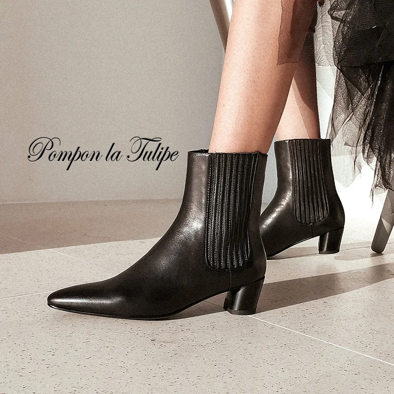 BHS 9011159 Chic British Genuine Cow Leather 4.5CM Round Heel Pointed Toe Elastic Stylish Women Fashion Mid Calf Chelsea Boots
BHS 9011159 Chic British Genuine Cow Leather 4.5CM Round Heel Pointed Toe Elastic Stylish Women Fashion Mid Calf Chelsea Boots