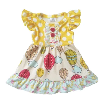 2019 kids dress girls flying sleeve button O neck dresses for children yellow hot air balloon dress baby girls vestido gxj 
2019 kids dress girls flying sleeve button O neck dresses for children yellow hot air balloon dress baby girls vestido gxj