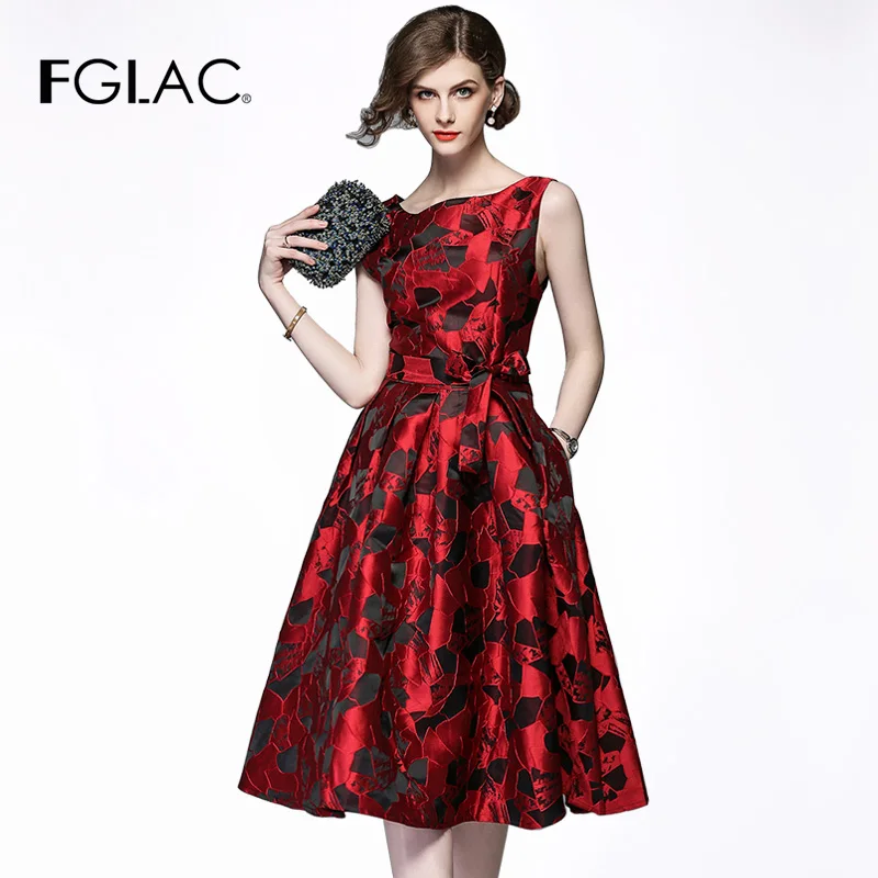 FGLAC Summer dress Fashion Elegant Slim high waist Vintage vestido Sleeveless A-Line Jacquard party dress Women dresses
FGLAC Summer dress Fashion Elegant Slim high waist Vintage vestido Sleeveless A-Line Jacquard party dress Women dresses