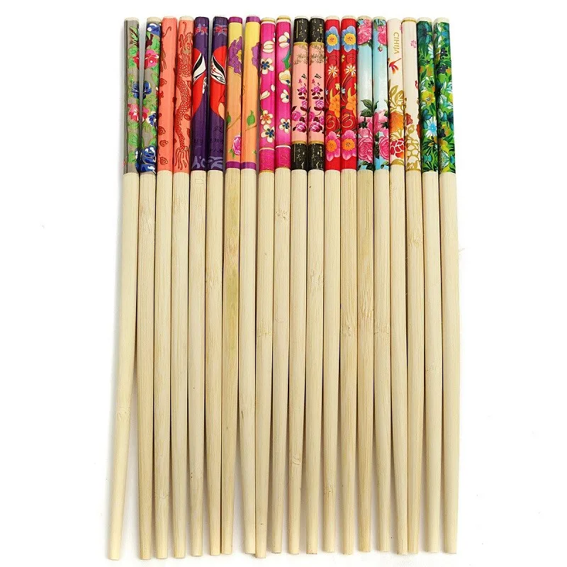 

Handmade 10 Pairs/set Chopsticks Natural Bamboo Traditional Vintage Chinese Dinner Eco-friendly Baby Individual Classic Wrapped