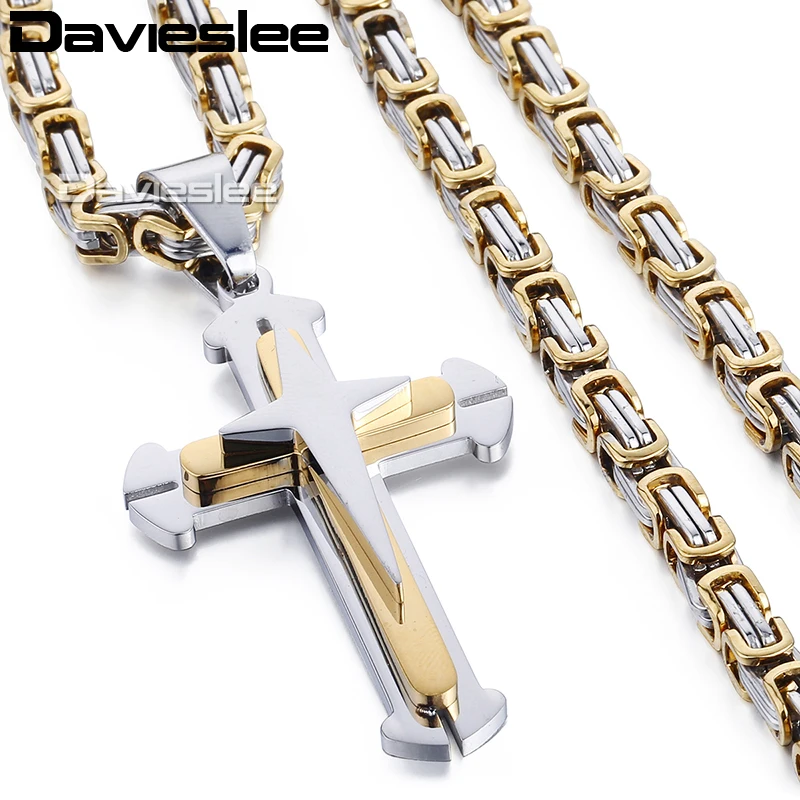 Davieslee Cutout Cross Pendant Necklace for Men Gold Black Silver Tone Stainless Steel Wholesale Jewelry LKP180
Davieslee Cutout Cross Pendant Necklace for Men Gold Black Silver Tone Stainless Steel Wholesale Jewelry LKP180