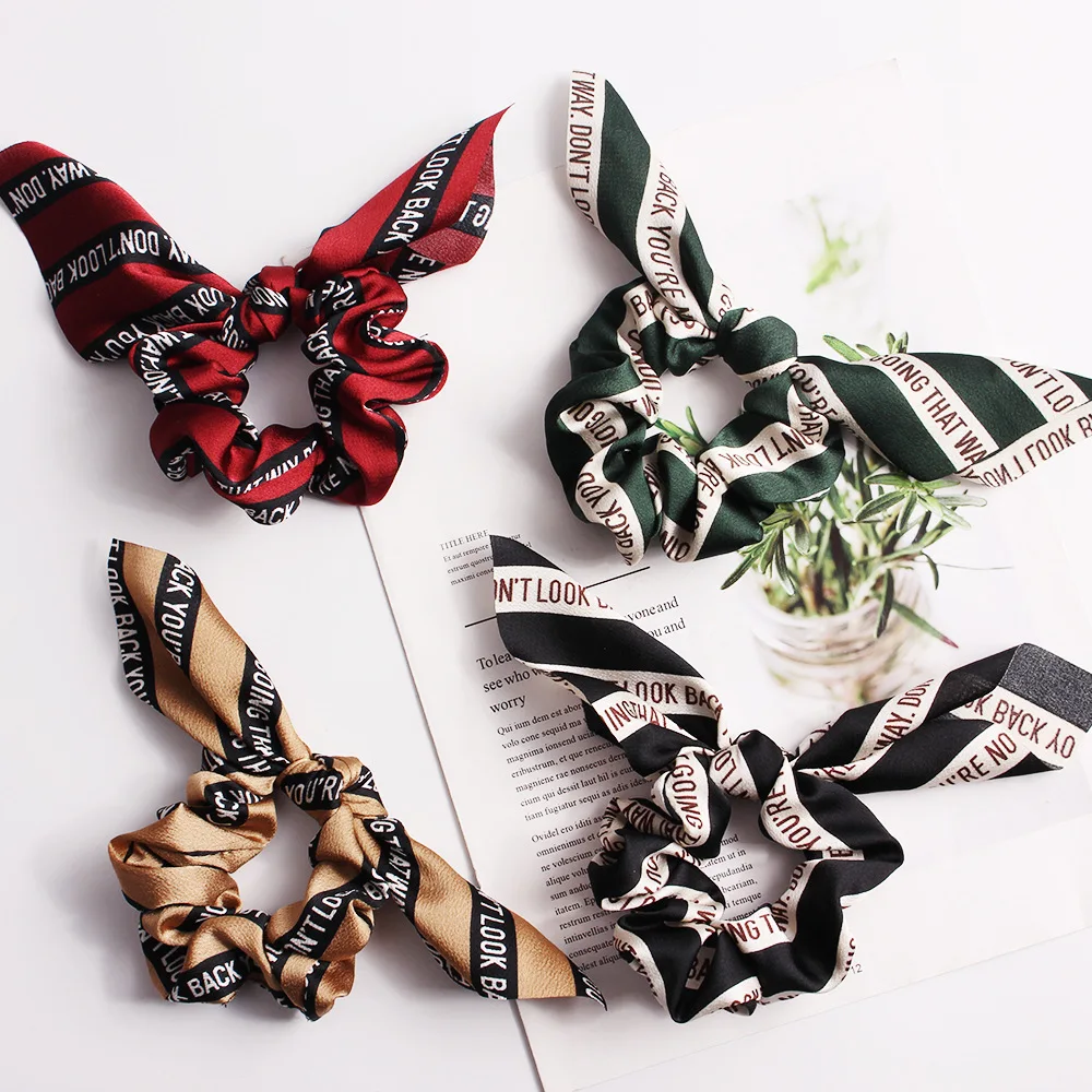 Cute Bunny Ears Scrunchies Striped Hair Ties Letters Scrunchie Women Elastic Hair Bands Girls Headwear Rubber Ponytail Holder
Cute Bunny Ears Scrunchies Striped Hair Ties Letters Scrunchie Women Elastic Hair Bands Girls Headwear Rubber Ponytail Holder