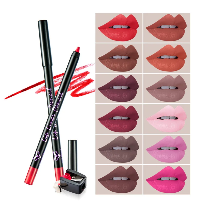 HUAMIANLI 12pcsLot Lipstick Pen Color Beauty Red Lips Baton Matte Lip Stick Waterproof Makeup Pigment Brown Nude Matte Lipstickz2