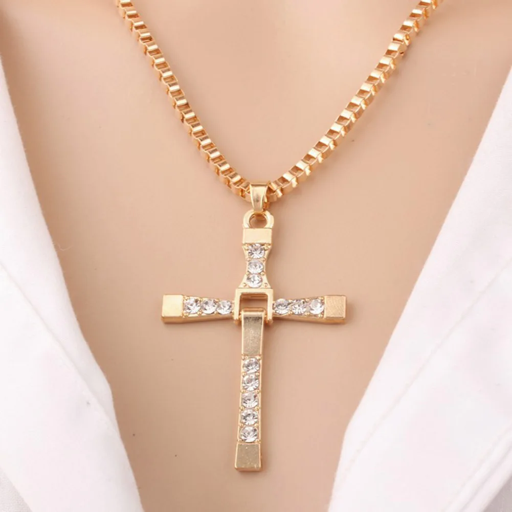 Furious Cross Pendant Necklace With Little Crystal Vin Gold/Silver Tone for Man Women
Furious Cross Pendant Necklace With Little Crystal Vin Gold/Silver Tone for Man Women
