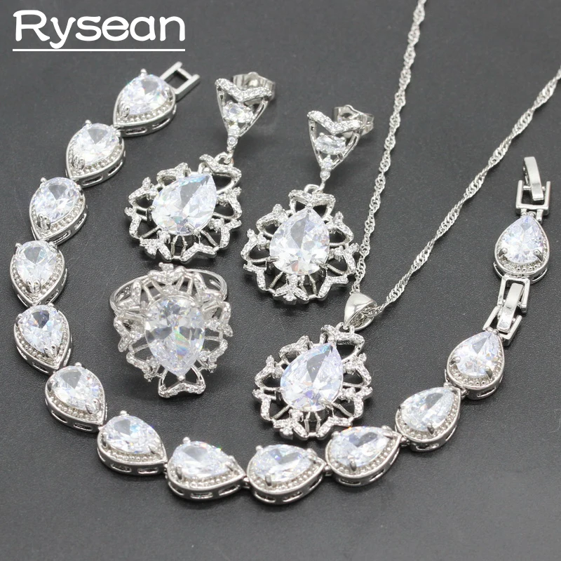 925 Silver Bridal Jewelry Sets Pear Shape White Zirconia For Women Necklace Pendant Bracelet Ring Dangle Earrings 
925 Silver Bridal Jewelry Sets Pear Shape White Zirconia For Women Necklace Pendant Bracelet Ring Dangle Earrings