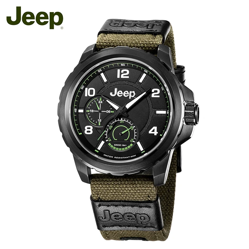 Jeep Original Men Watches Outdoor Quartz Green Canvas Strap Calendar Steel 50M Waterproof Luxury Brand Male Watch JPW64603
Jeep Original Men Watches Outdoor Quartz Green Canvas Strap Calendar Steel 50M Waterproof Luxury Brand Male Watch JPW64603