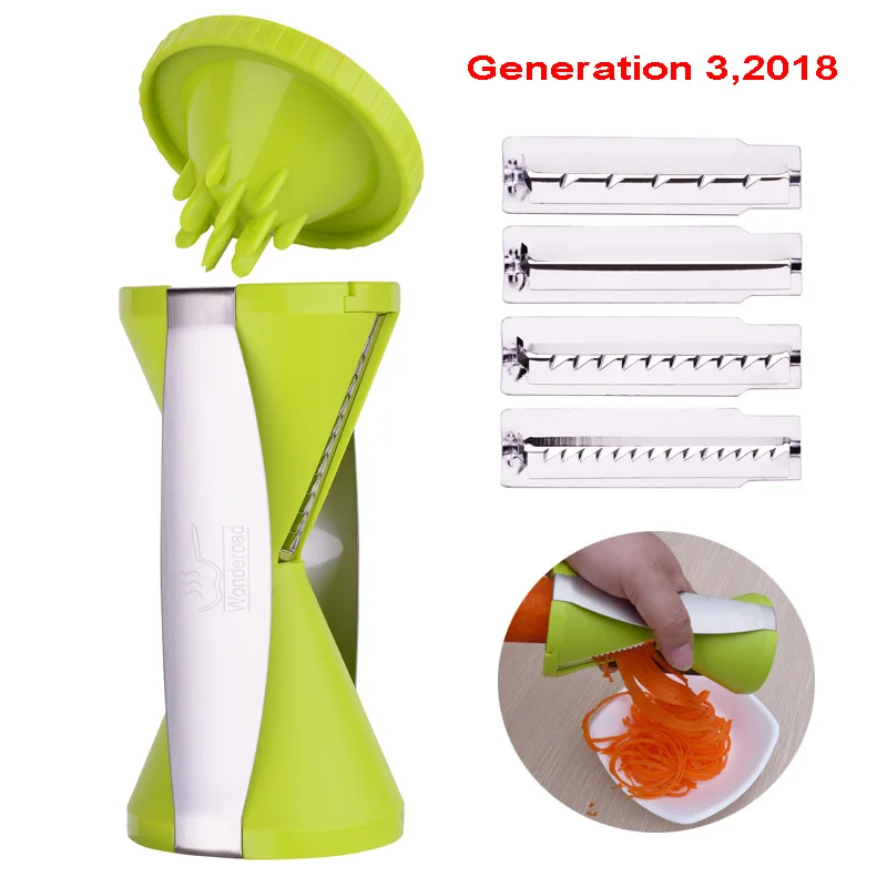 4 Blade Replaceable Spiral Slicer Cutter Vegetable Spiralizer Grater Carrot Cucumber Courgette Zucchini Spaghetti Personal Gift
4 Blade Replaceable Spiral Slicer Cutter Vegetable Spiralizer Grater Carrot Cucumber Courgette Zucchini Spaghetti Personal Gift