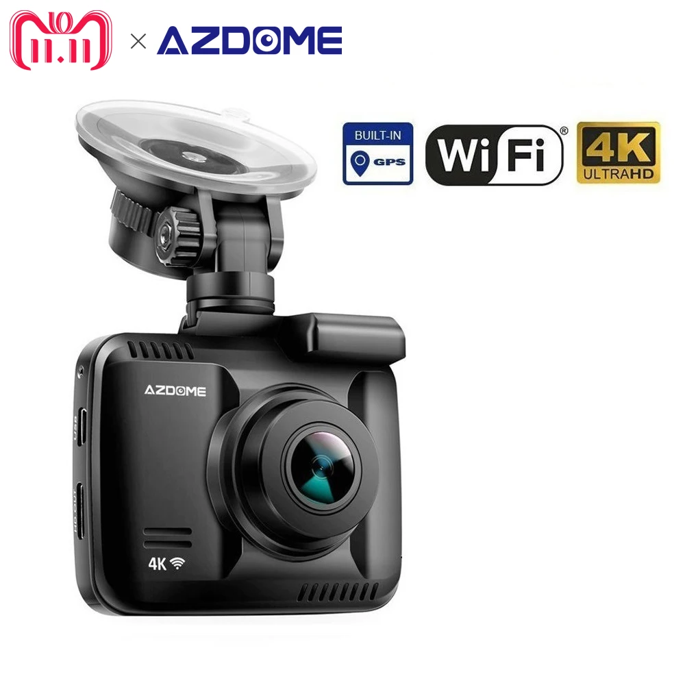 Azdome GS63H 2160 P 4 к К автомобиля DVRs камера с wi fi двойной объектив Новатэк 96660 видео