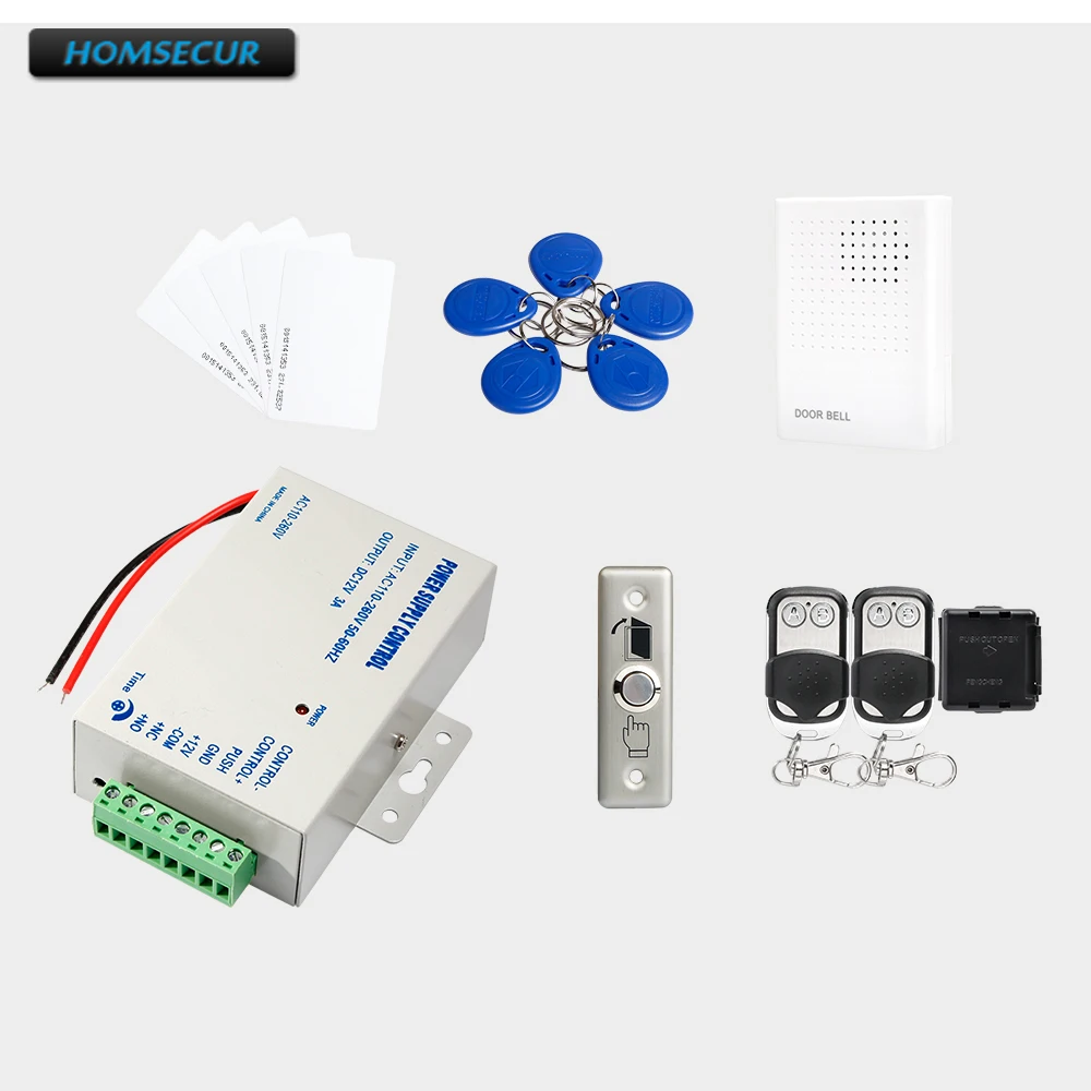 HOMSECUR 5Pcs RFID Card +5Pcs RFID Keyfob +Power Supply+ Remote Controller+Wired Doorbell+Metal Exit button
HOMSECUR 5Pcs RFID Card +5Pcs RFID Keyfob +Power Supply+ Remote Controller+Wired Doorbell+Metal Exit button