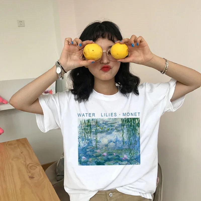 Water Lilies Monet Print Women's Summer Fashion New Fashion Big Size Letter Cartoon Oil Painting Harajuku O-Neck T-Shirt
Water Lilies Monet Print Women's Summer Fashion New Fashion Big Size Letter Cartoon Oil Painting Harajuku O-Neck T-Shirt