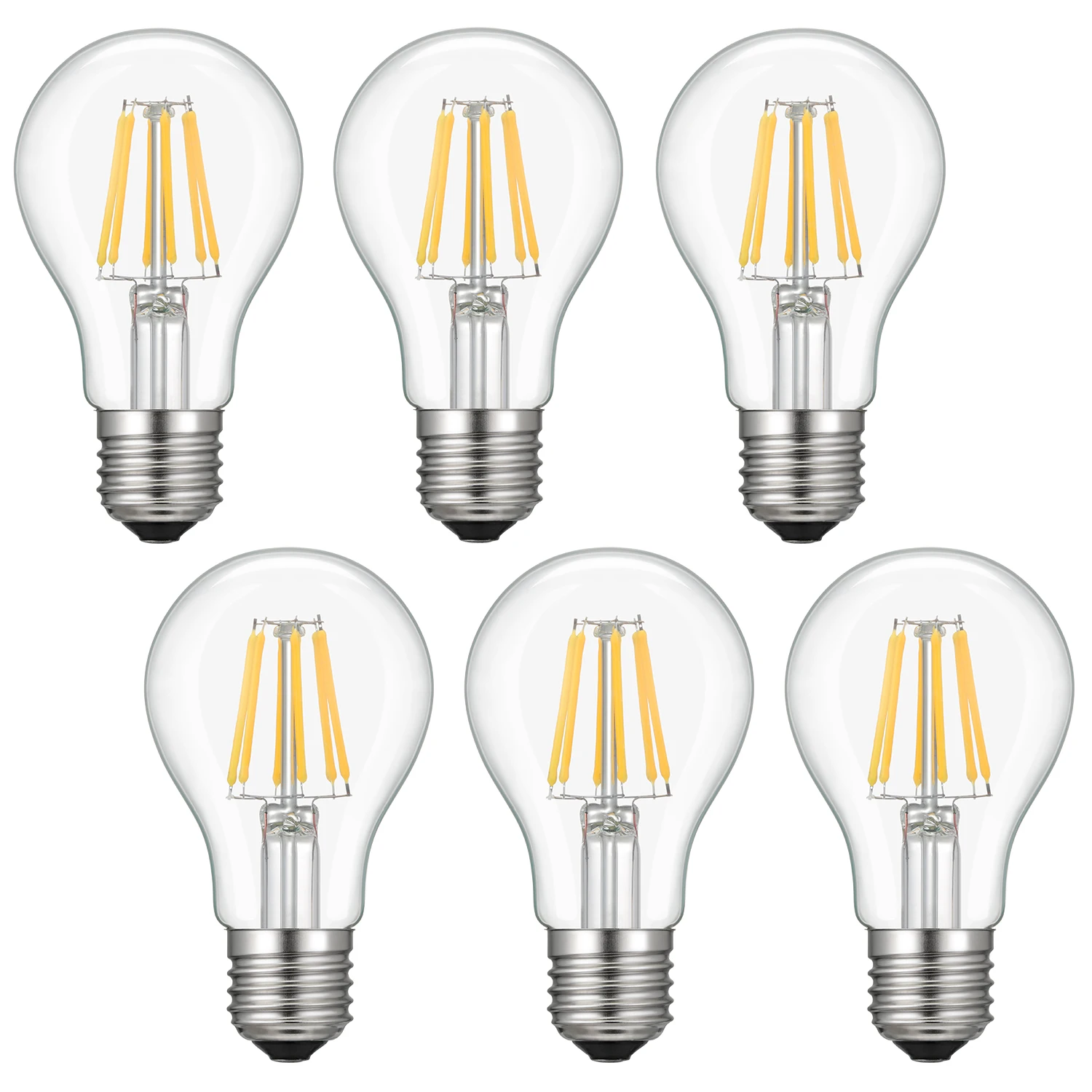 Kohree 6 Packs Dimmable Edison A19 Led Filament Light Bulb, 6w 110V 2700K Daylight Lights for Home Vintage Decor, Warm White
Kohree 6 Packs Dimmable Edison A19 Led Filament Light Bulb, 6w 110V 2700K Daylight Lights for Home Vintage Decor, Warm White