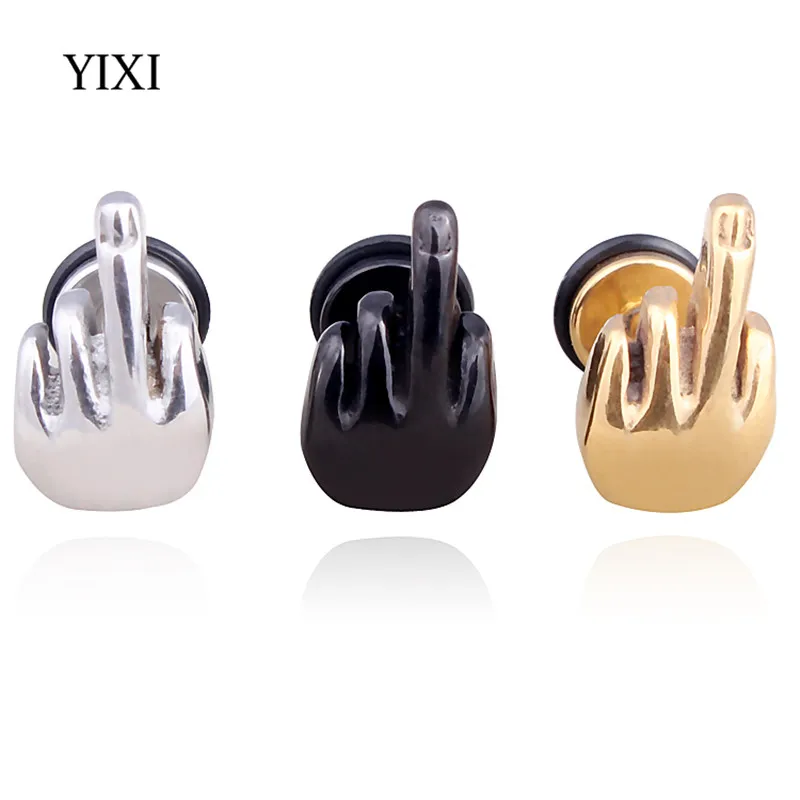 YIXI 1 Pair Rock Middle Finger Shape Fashion Mens Earrings Stainless Steel Jewelry Stud Earring For Men Brincos Punk Earrings
YIXI 1 Pair Rock Middle Finger Shape Fashion Mens Earrings Stainless Steel Jewelry Stud Earring For Men Brincos Punk Earrings