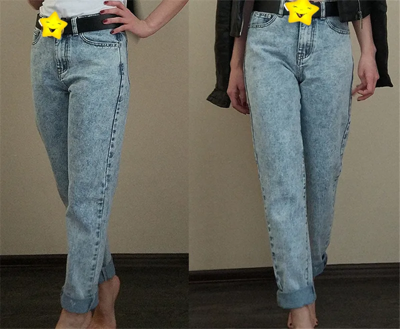 Ladies Long Jeans High Waist Snow Wash Cotton Boyfriend Jeans Pants Women Vintage Loose Straight Denim Pants Trousers (11)