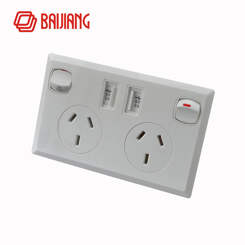 AU Standard Plug USB Wall Power Socket Plug,Electrical Double USB Switch Outlet,118*72*38mm, Children Safety
AU Standard Plug USB Wall Power Socket Plug,Electrical Double USB Switch Outlet,118*72*38mm, Children Safety