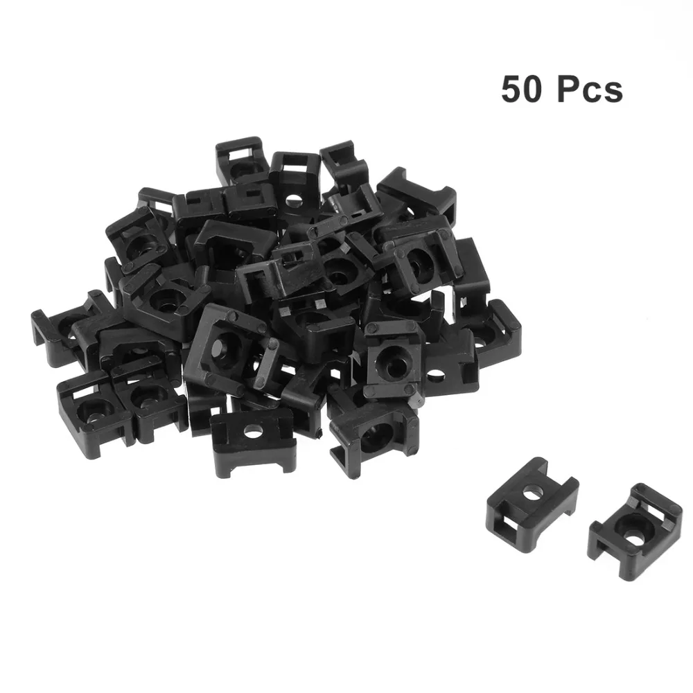 

Uxcell 50Pcs 5mm Hole Width Black Cable Tie Mount Base Saddle-shaped Wire Management Holder Nylon Electrical Cable Tie Mount