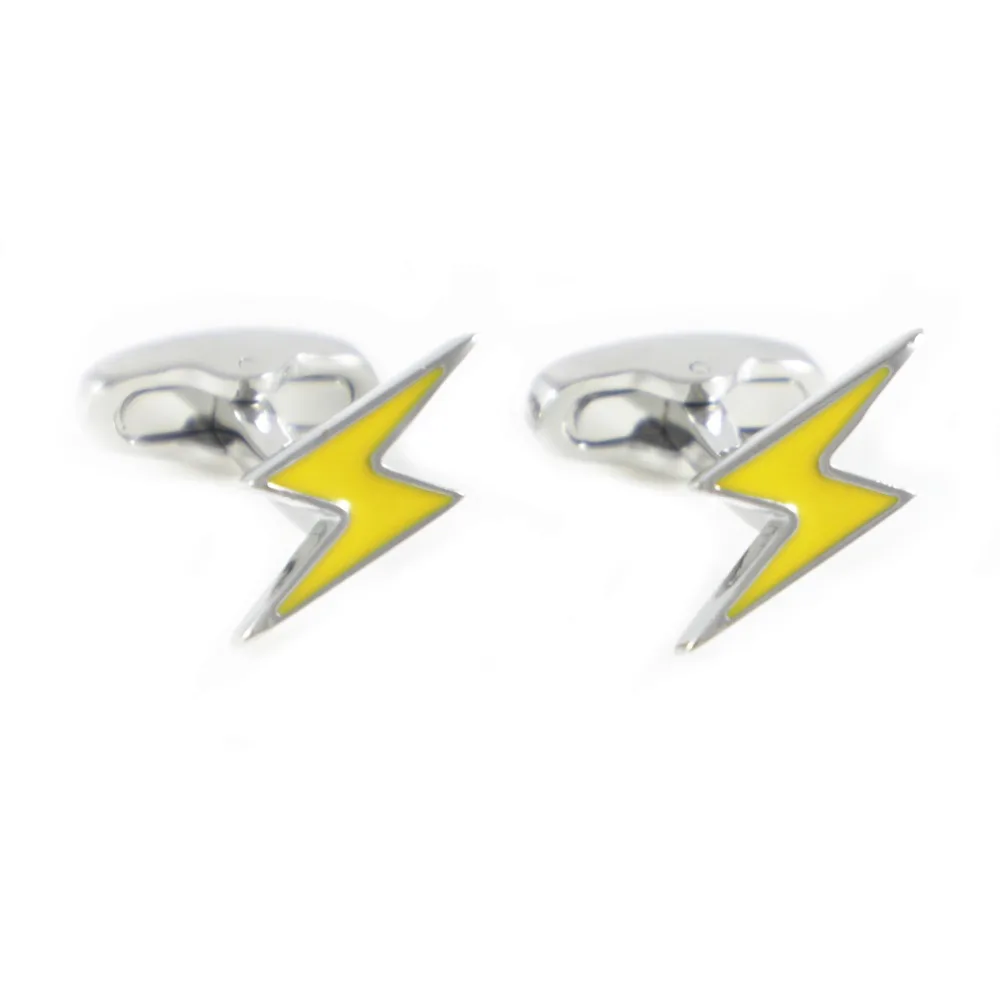 Yellow Flash Symbol Cuff Links Lightning Logo Electric Power Father's Day Birthday Wedding Gifts | Украшения и аксессуары