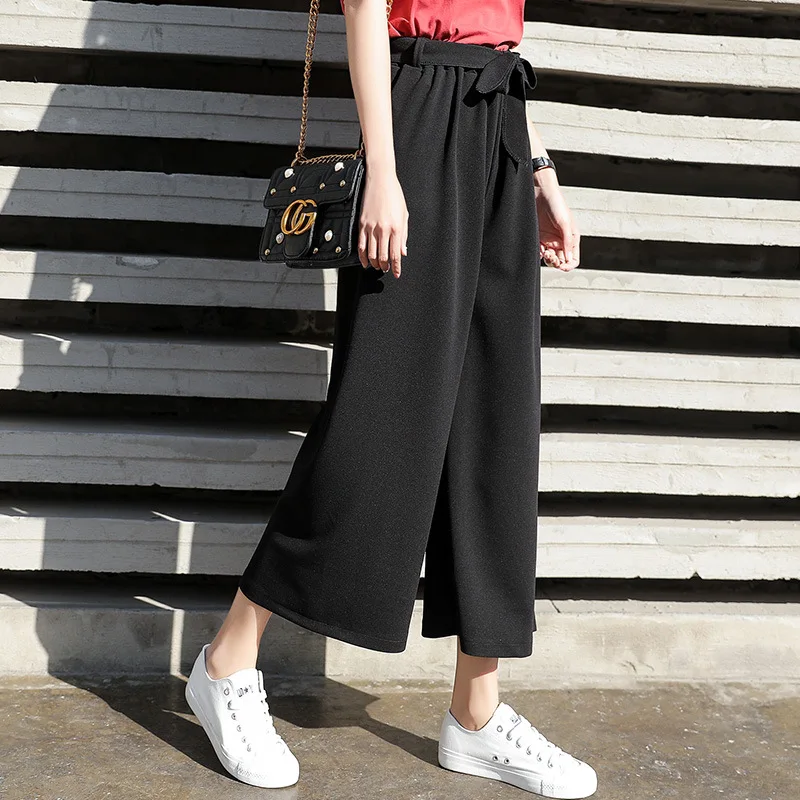 Female Pant Wide Leg Pants Women High Waist Solid Color Drawstring Chiffon Loose Bow Tie Trousers Pantalones Z0049
Female Pant Wide Leg Pants Women High Waist Solid Color Drawstring Chiffon Loose Bow Tie Trousers Pantalones Z0049