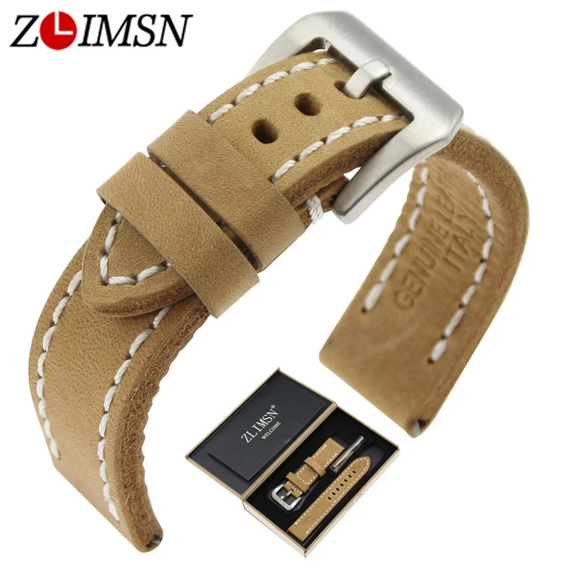 ZLIMSN THICK KHAKI YELLOW Genuine Leather Watch Band Strap Stainless Steel Buckle Men Women Watchband Replacement 20 26mm
ZLIMSN THICK KHAKI YELLOW Genuine Leather Watch Band Strap Stainless Steel Buckle Men Women Watchband Replacement 20 26mm