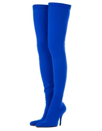 Drop Shipping Fashion Woman Solid Blue Or Black Elastic Thin Heels Slim 100 mm Heels Over The Knee Long Sexy Boots Lady Size 42
Drop Shipping Fashion Woman Solid Blue Or Black Elastic Thin Heels Slim 100 mm Heels Over The Knee Long Sexy Boots Lady Size 42