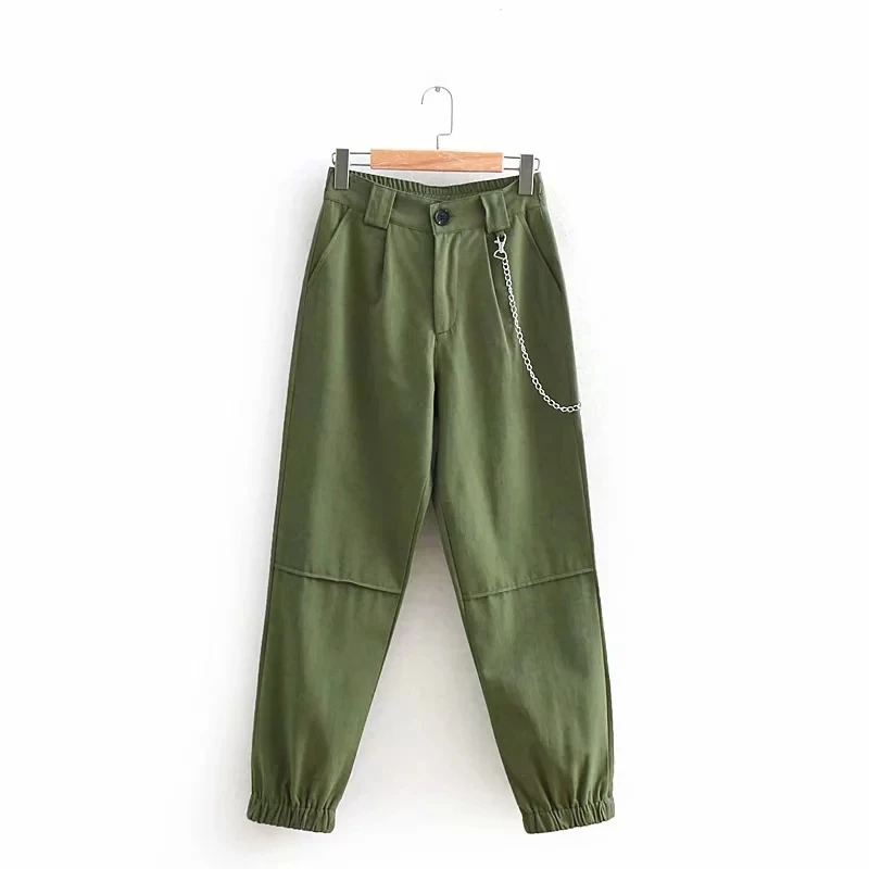 Loose Light Female Streetwear Pants Harem Cargo Style Casual Chain Boot Cut Pants For Women
Loose Light Female Streetwear Pants Harem Cargo Style Casual Chain Boot Cut Pants For Women
