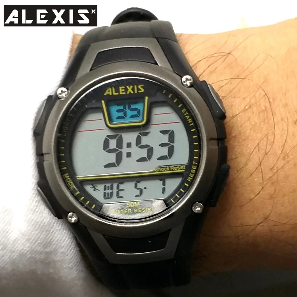 ALEXIS Brand Black Watchcase Date Alarm BackLight Water Resist Unisex Digital Watch DW423A
ALEXIS Brand Black Watchcase Date Alarm BackLight Water Resist Unisex Digital Watch DW423A