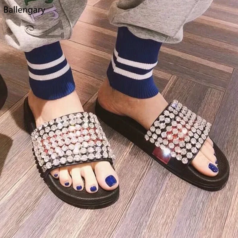 Bling Bling Crystal Slides Women Slip On Sandalias Mujer Soft Real Leather Slippers Flats Casual Shoes Women Sandals Big Size
Bling Bling Crystal Slides Women Slip On Sandalias Mujer Soft Real Leather Slippers Flats Casual Shoes Women Sandals Big Size