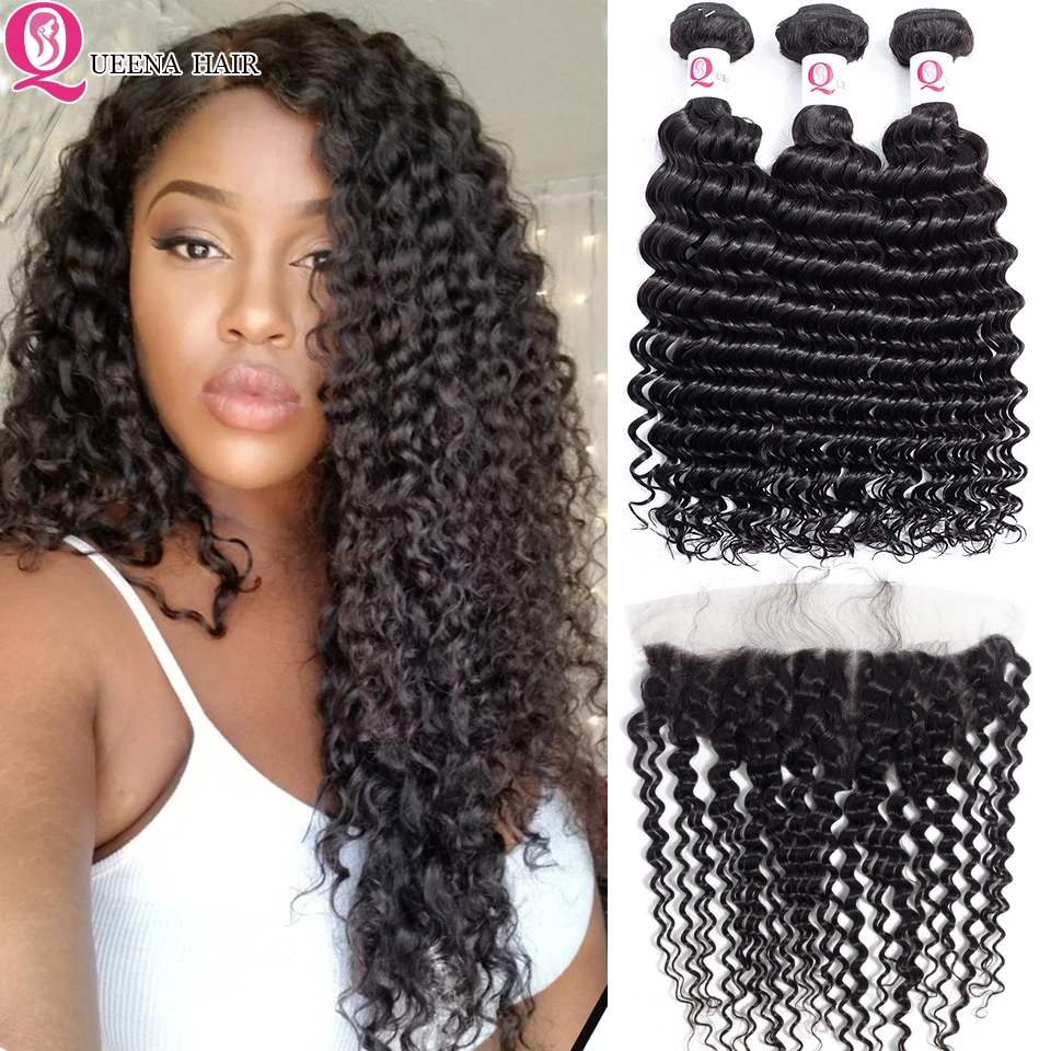 Raw Indian Hair Deep Wave Bundles With Frontal Closure Curly Weave Remy Human Hair Extensions Lace Frontal Closure With Bundles
Raw Indian Hair Deep Wave Bundles With Frontal Closure Curly Weave Remy Human Hair Extensions Lace Frontal Closure With Bundles