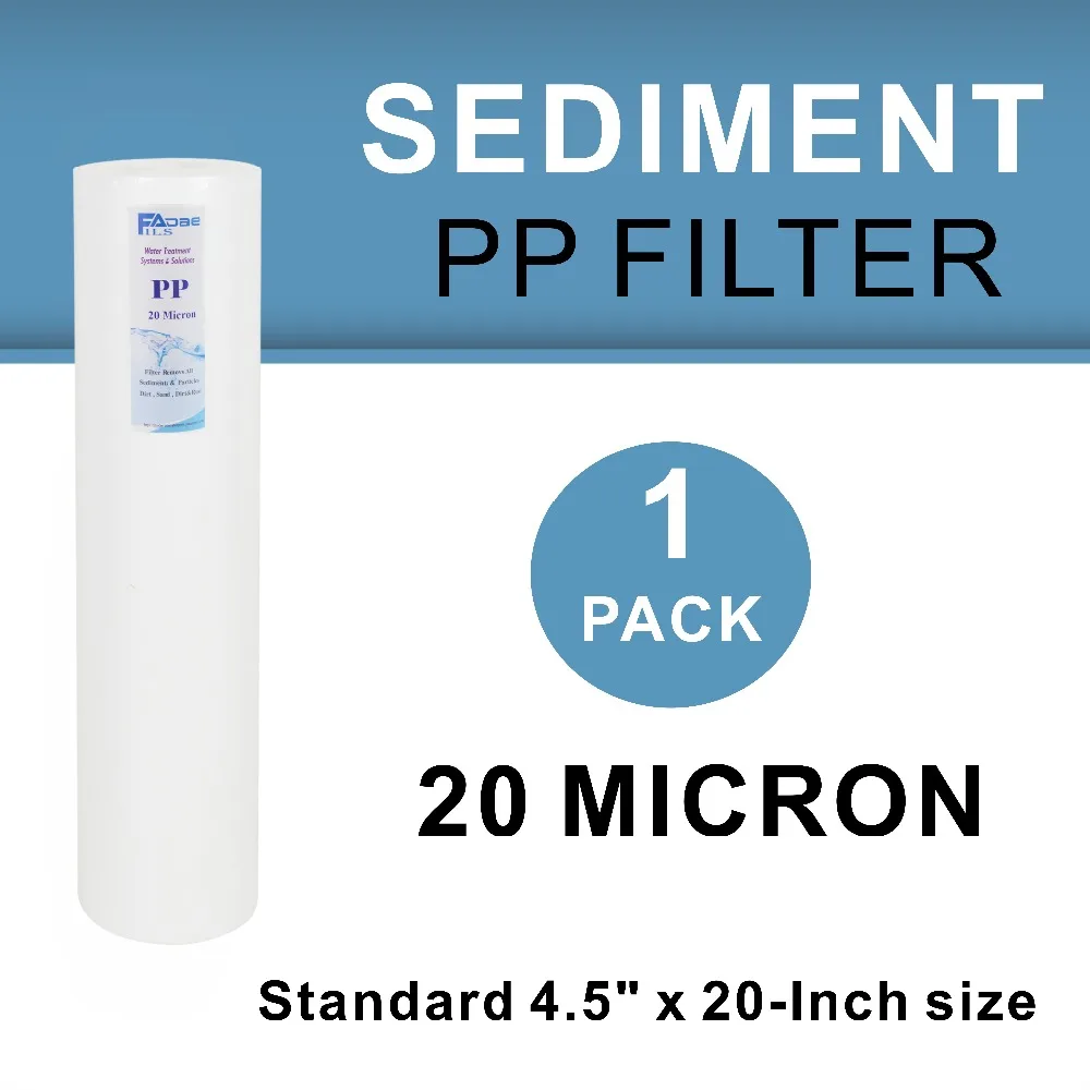 20-Inch Big Blue 20 Micron Whole House Sediment Water Filter 4.5" x 20" PP Melt Blown Cartridges - 1 PACK
20-Inch Big Blue 20 Micron Whole House Sediment Water Filter 4.5" x 20" PP Melt Blown Cartridges - 1 PACK