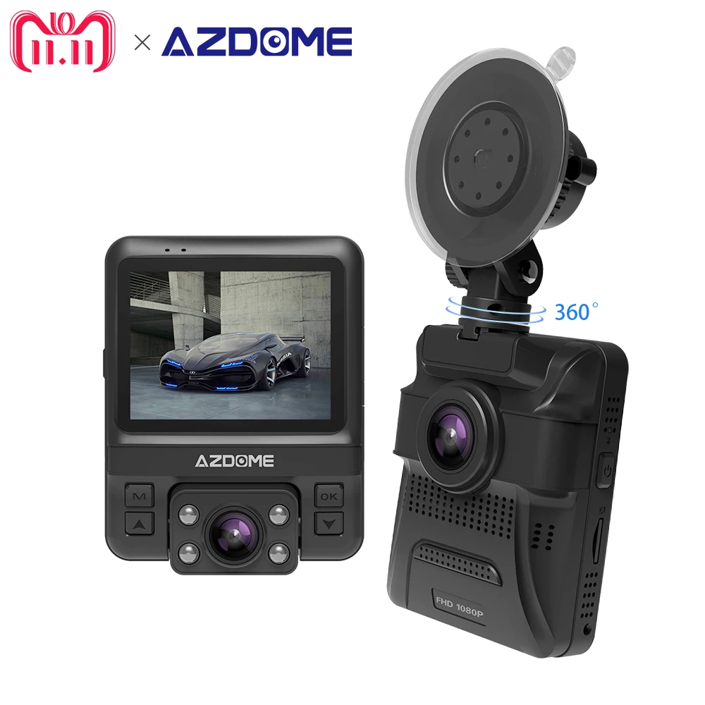 Azdome GS65H мини двойной объектив автомобиля dvr камера 1080P Full HD тире Cam Novatek 96655 видео