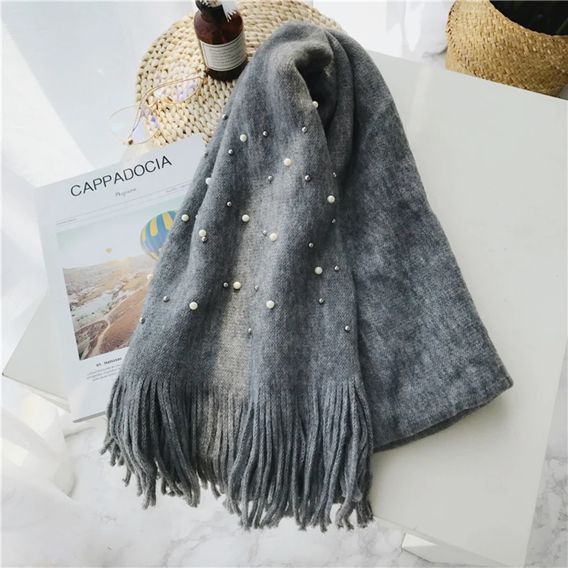 Luna&Dolphin Women Winter Scaves Warm Knitted White Pearl Nail Bead Soft Scarves Tassel Woolen Big Tippet Pashmina Blanket Shawl
Luna&Dolphin Women Winter Scaves Warm Knitted White Pearl Nail Bead Soft Scarves Tassel Woolen Big Tippet Pashmina Blanket Shawl