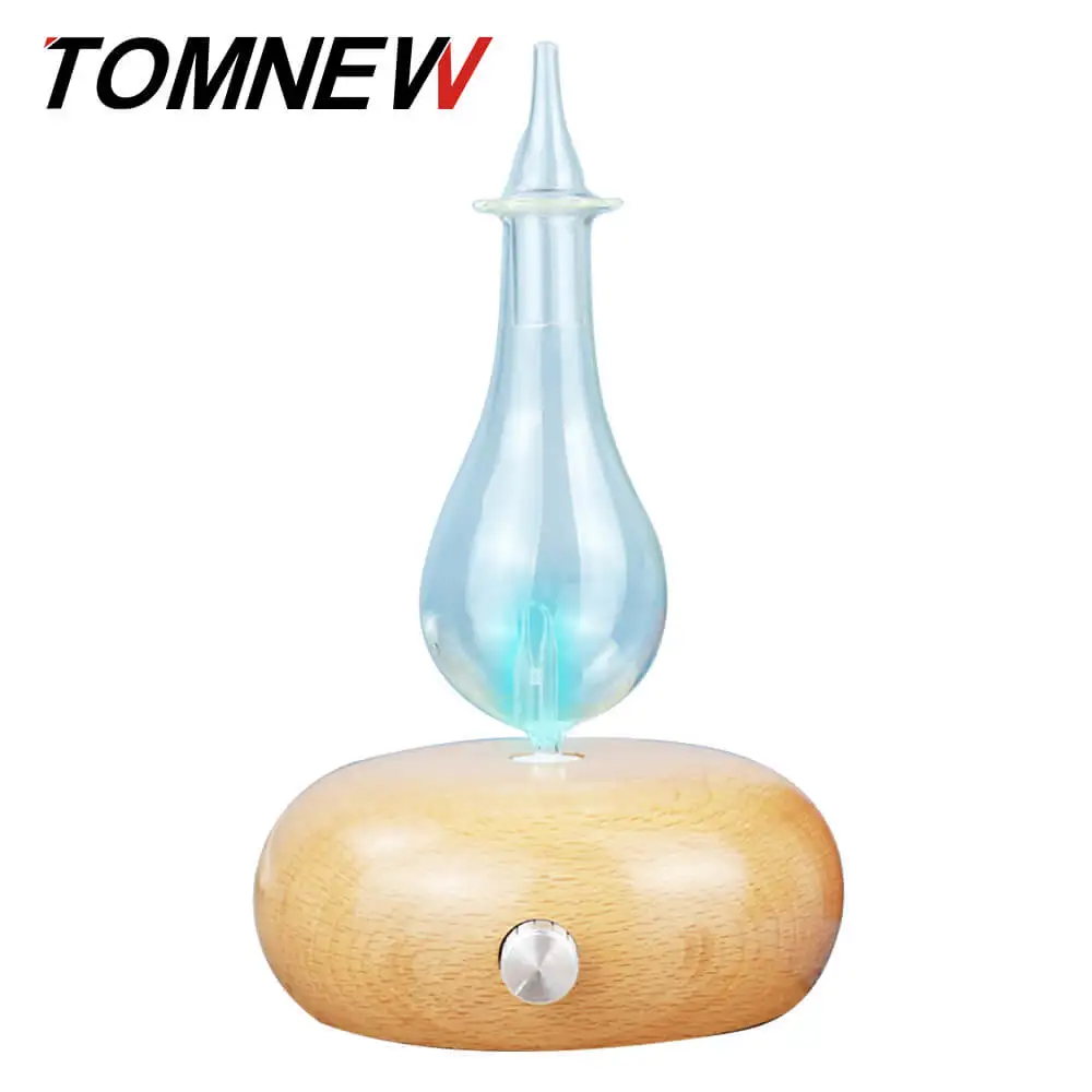 

TOMNEW Glass Essential Oil Diffuser Wood Incense Aromatic Machine Aroma Aromatherapy Fogger Mist Maker with 7 Colors LED Light