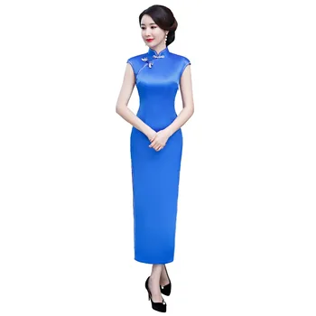 Shanghai Story Back Lotus Embroidery Qipao Blue Chinese Traditional Dresses Long Cheongsam Dress Chinese Women's Dress
Shanghai Story Back Lotus Embroidery Qipao Blue Chinese Traditional Dresses Long Cheongsam Dress Chinese Women's Dress