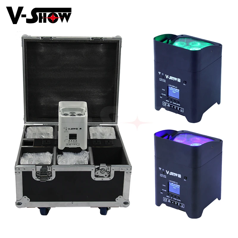 6pcs With Charge Flightcase Battery Powered Wireless DMX Wifi Remote Control Wedding Uplight 6x18w RGBWAUV 6in1 Led Par Dj Light
6pcs With Charge Flightcase Battery Powered Wireless DMX Wifi Remote Control Wedding Uplight 6x18w RGBWAUV 6in1 Led Par Dj Light