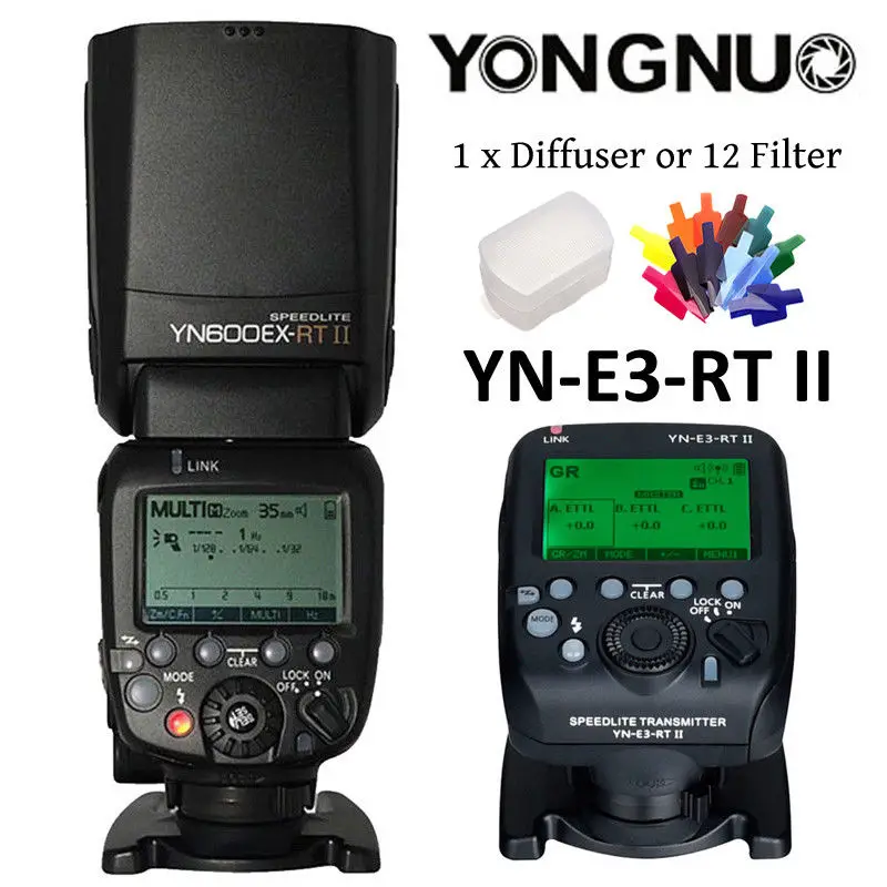 Yongnuo YN600EX-RT II YN600EX RT II 2.4G TTL Wireless Master Flash Speedlite/ YN-E3-RT II YNE3-RT Trigger Transmitter For Canon
Yongnuo YN600EX-RT II YN600EX RT II 2.4G TTL Wireless Master Flash Speedlite/ YN-E3-RT II YNE3-RT Trigger Transmitter For Canon