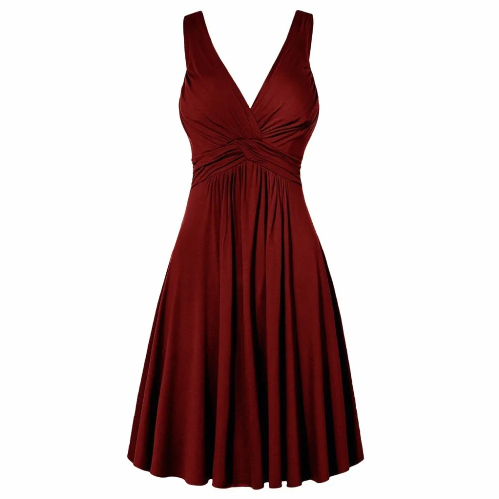 Plus Size Dress Women Solid Sleeveless Brief V-Neck Retro Sling Pleated Slim Flare Dress Summer Elegant Patry Midi Dress
Plus Size Dress Women Solid Sleeveless Brief V-Neck Retro Sling Pleated Slim Flare Dress Summer Elegant Patry Midi Dress