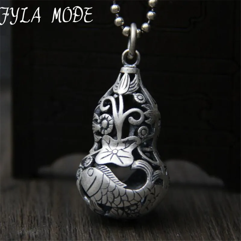 Fashion Necklaces & Pendants Hot S999 Pure Silver Jewelry Hollow Gourd With Carved Flower Carp Thai Silver Gift For Women TYC255
Fashion Necklaces & Pendants Hot S999 Pure Silver Jewelry Hollow Gourd With Carved Flower Carp Thai Silver Gift For Women TYC255