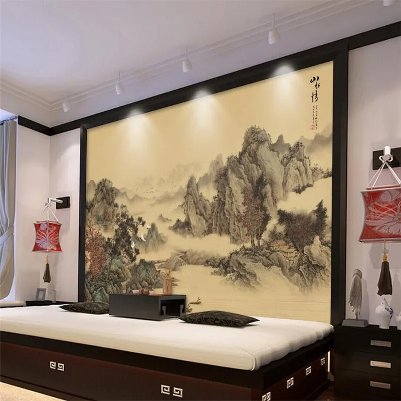 New Chinese artistic conception abstract ink painting water wall living room background wall painting professional custom wallpa
New Chinese artistic conception abstract ink painting water wall living room background wall painting professional custom wallpa