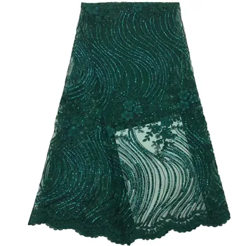 Modern design green French lace African sequins embroidery tulle lace fabric for fashion evening dress HJ864-2
Modern design green French lace African sequins embroidery tulle lace fabric for fashion evening dress HJ864-2