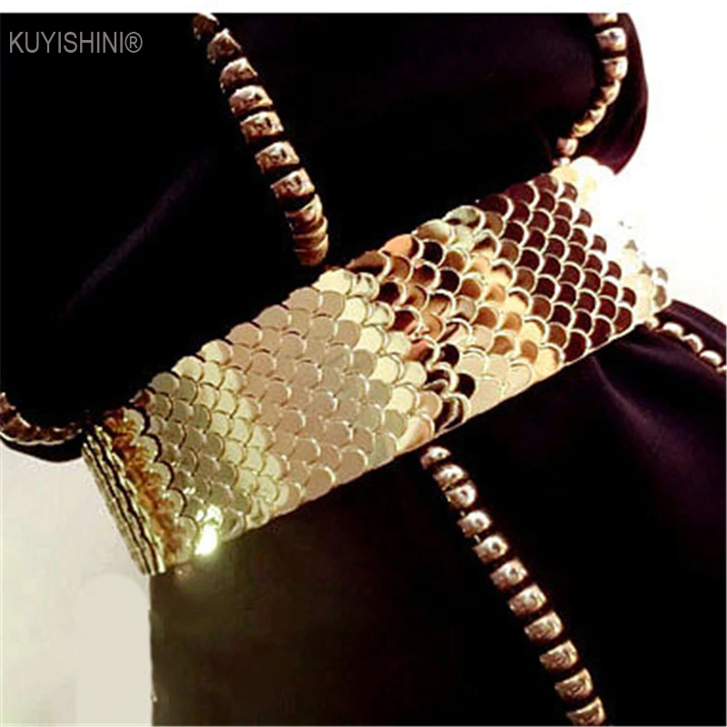 New Wide Elastic Belt Women Gold Belt Metal Fish Skin Belts for Women Cinto Feminino Fish Scales Stretch Waistband Belts
New Wide Elastic Belt Women Gold Belt Metal Fish Skin Belts for Women Cinto Feminino Fish Scales Stretch Waistband Belts
