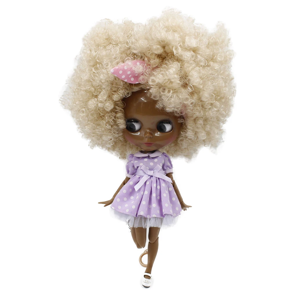 

ICY DBS Blyth doll No.QE337 Cream White curly Afro hair JOINT body Super Black skin 1/6 bjd ob24 anime girl